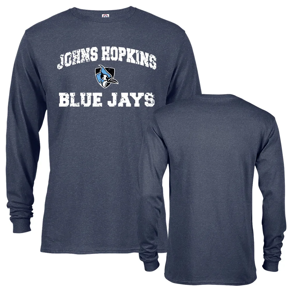 Johns Hopkins University Blue Jays Distressed Retro Logo Long Sleeve T-Shirt