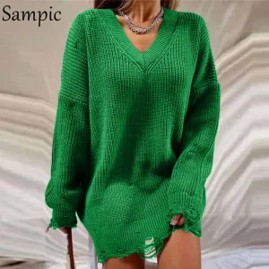 Joskaa hoco dresses Christmas Gift Sampic Pullover Knitted Loose Long Sleeve Casual Mini Sweater Dress 2024 Autumn Winter Y2K Basic O Neck Sexy Party Club Dresses