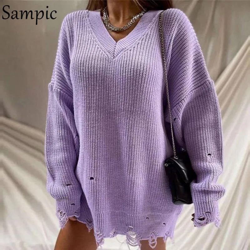 Joskaa hoco dresses Christmas Gift Sampic Pullover Knitted Loose Long Sleeve Casual Mini Sweater Dress 2024 Autumn Winter Y2K Basic O Neck Sexy Party Club Dresses