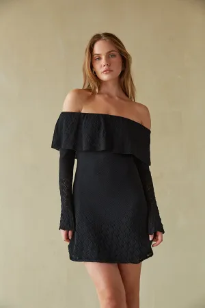 Julia Foldover Ruffle Sweater Mini Dress