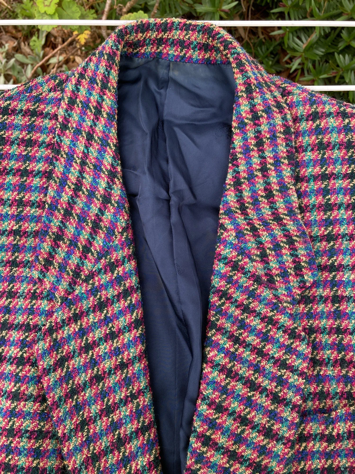 Kenzo Paris Collection 1980s brown purple blue black check two button blazer - M