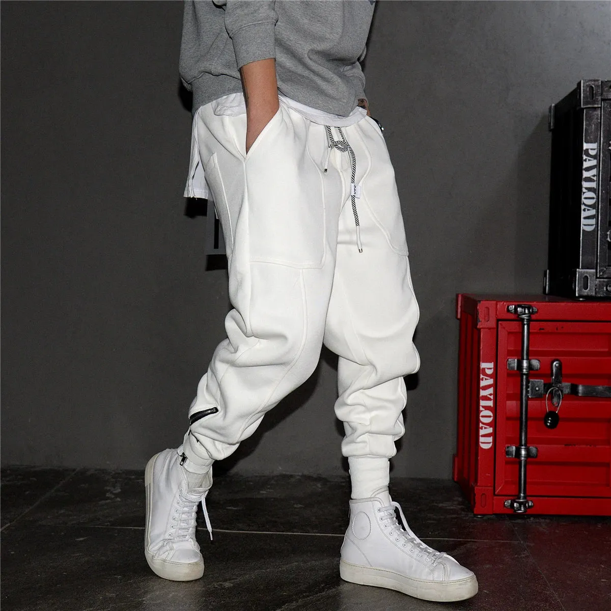 Korean Streetwear Sweatpants Black Sports Harem Joggers Men