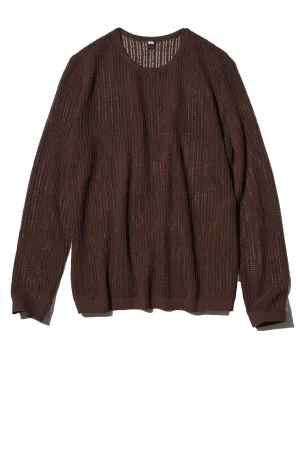 Lace Crew Neck Jumper, Dark Brown