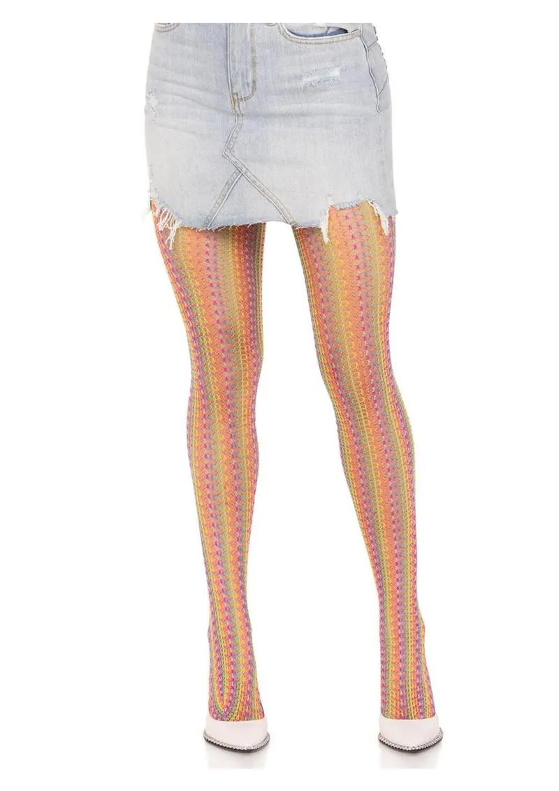 Leg Aventue Rainbow Crochet Net Tights