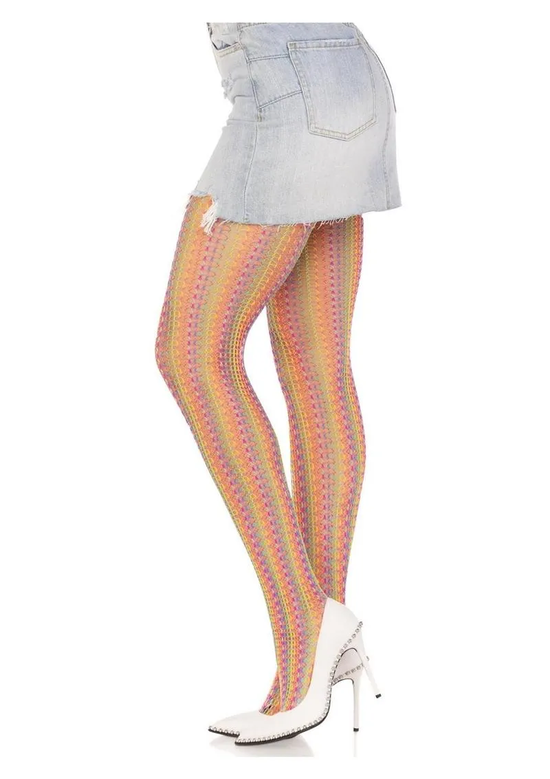 Leg Aventue Rainbow Crochet Net Tights