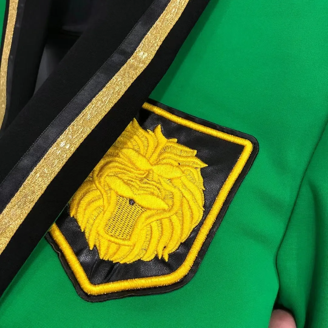 Lion Green Gold Button Blazer