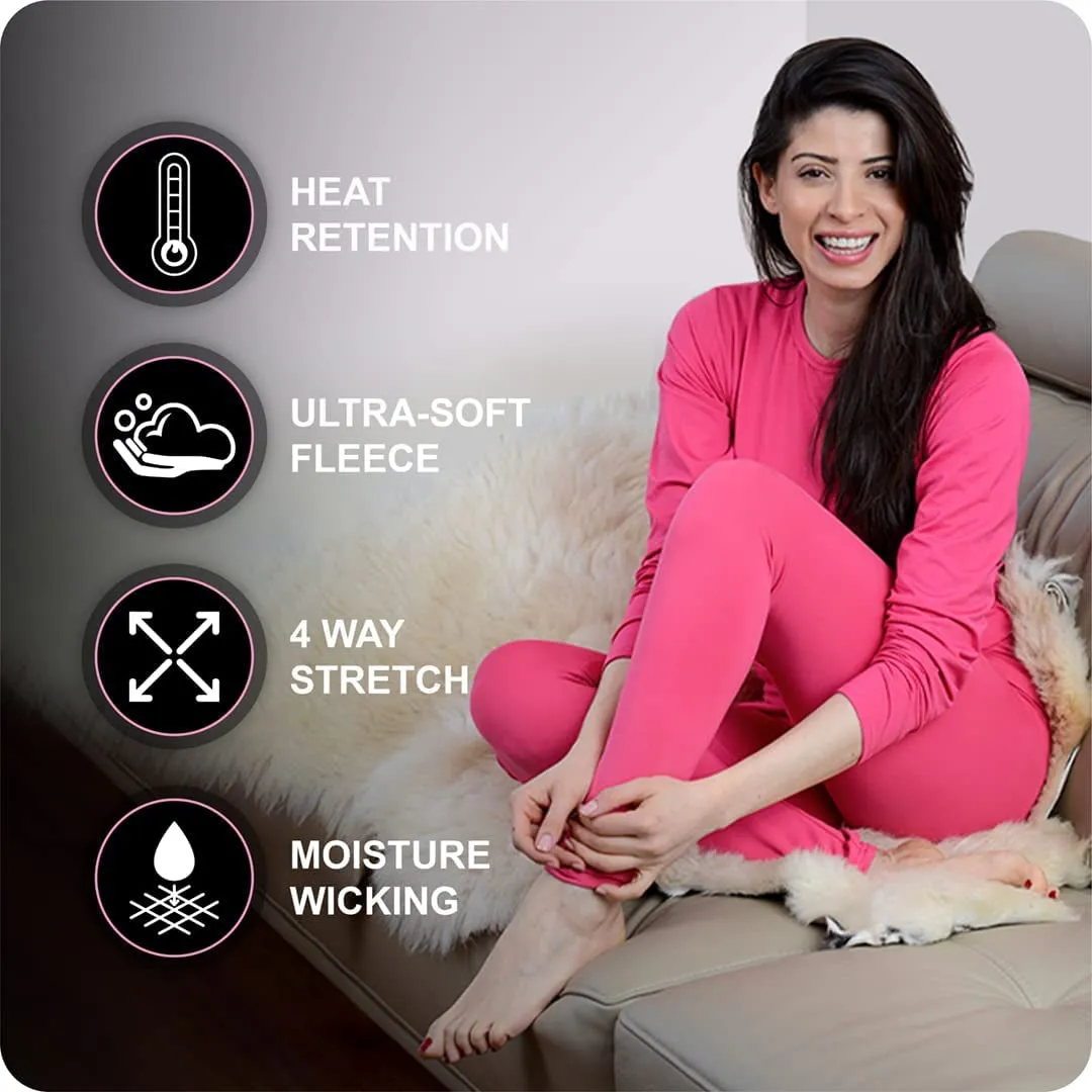 Long Johns Thermal Underwear for Women Fleece Lined Base Layer Pajama Set Cold Weather