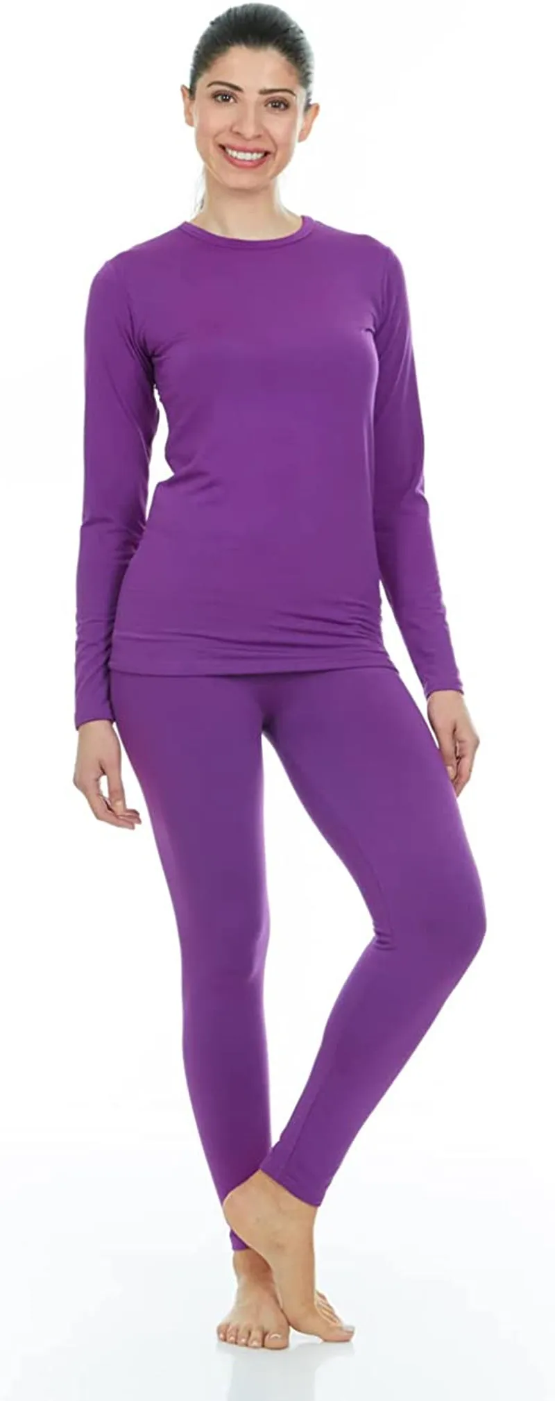 Long Johns Thermal Underwear for Women Fleece Lined Base Layer Pajama Set Cold Weather