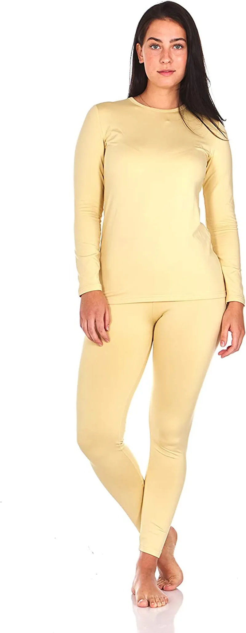 Long Johns Thermal Underwear for Women Fleece Lined Base Layer Pajama Set Cold Weather