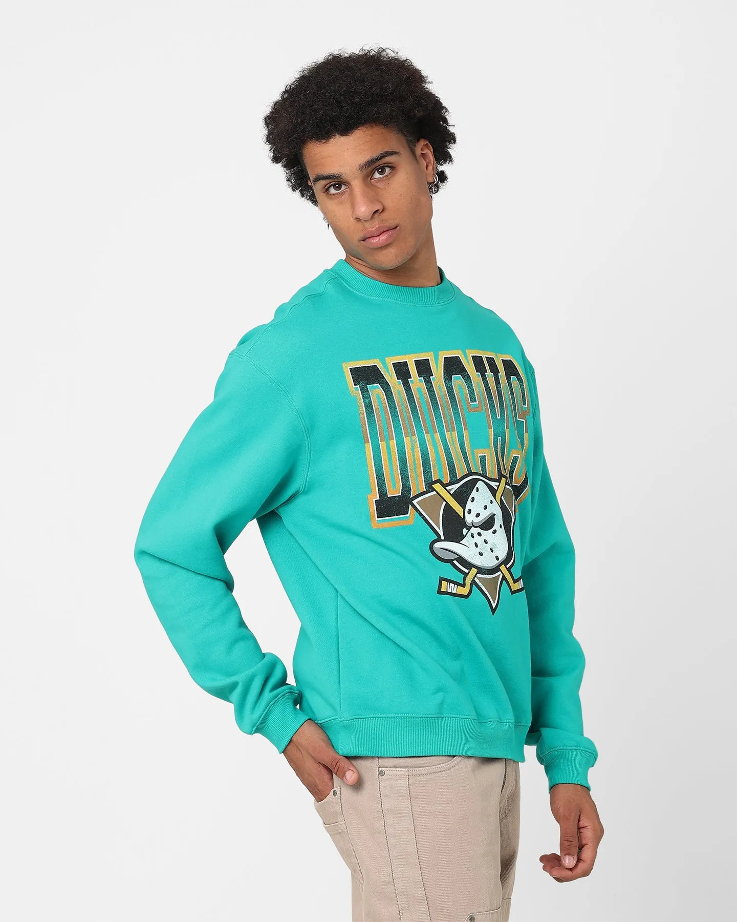 Majestic Athletic Anaheim Ducks Collegiate Fade Crewneck Faded Teal