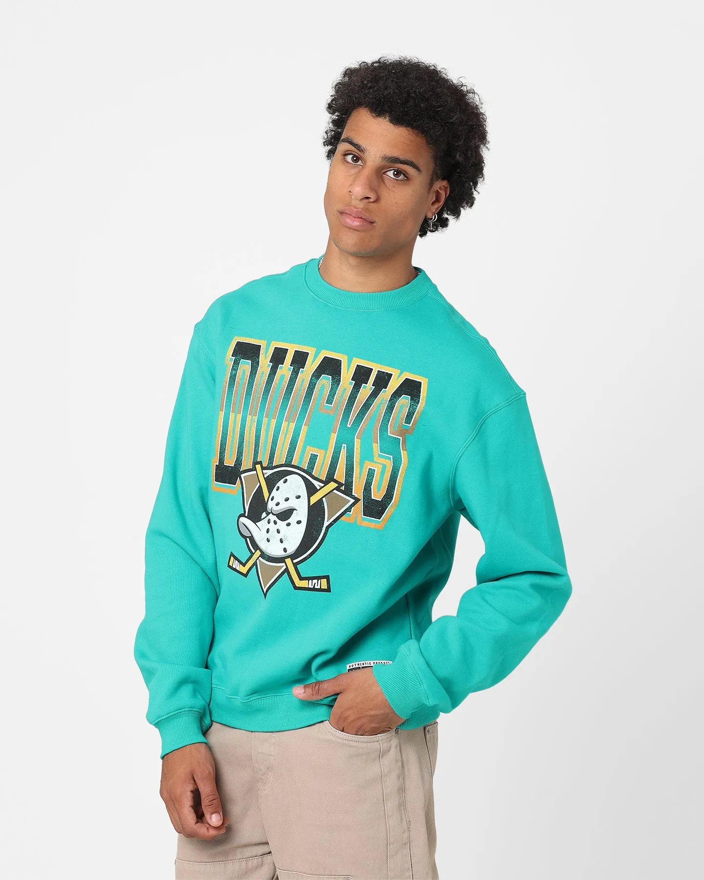 Majestic Athletic Anaheim Ducks Collegiate Fade Crewneck Faded Teal