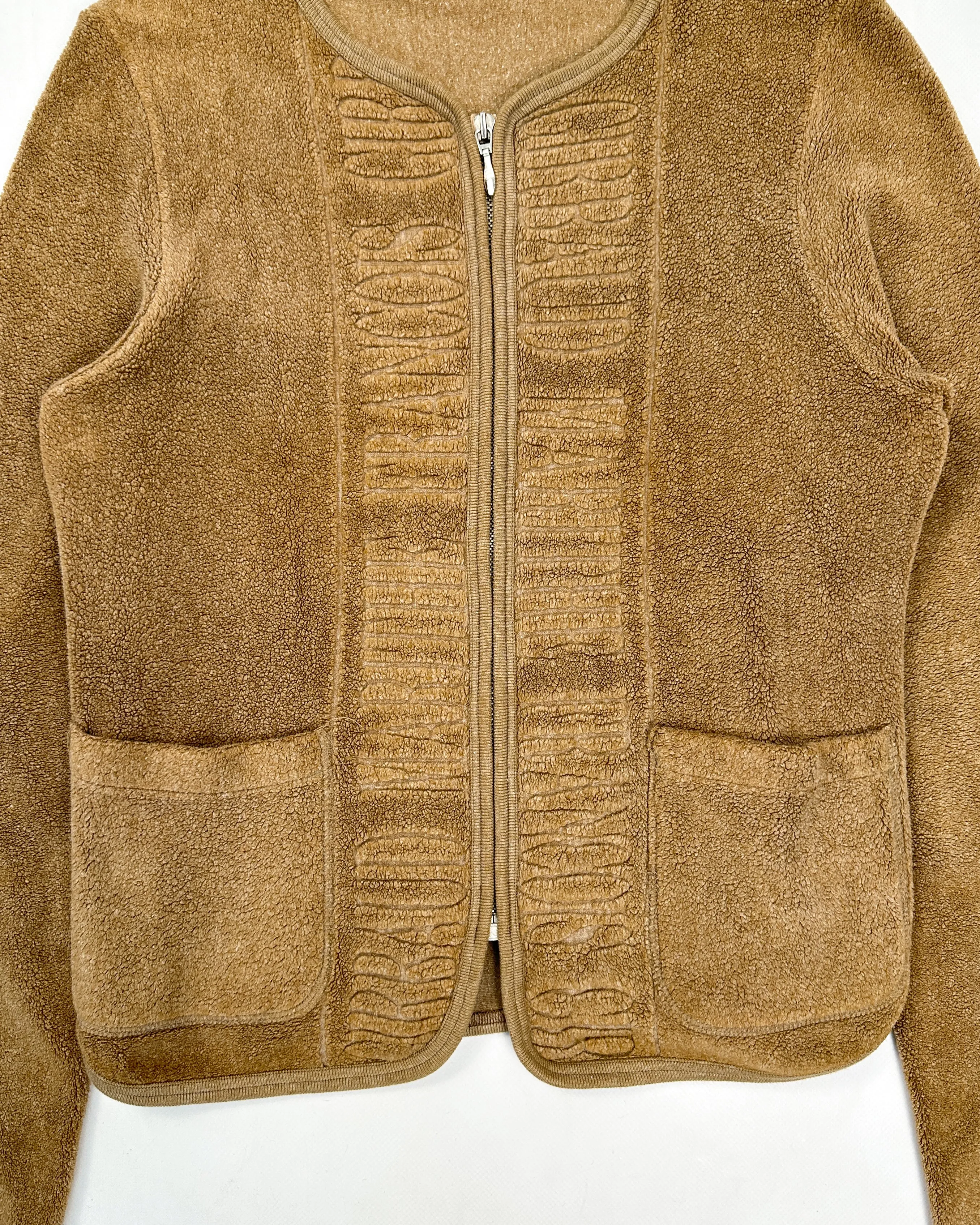 Marithé Francois Girbaud Brown Polar Fleece Cardigan 1990's