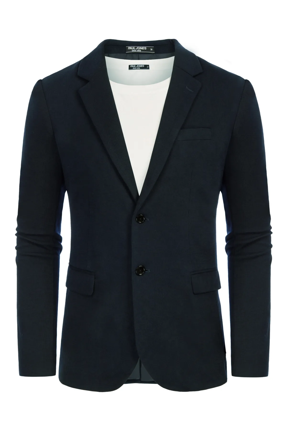 Men Two Buttons Blazer Coat with Pockets Casual Notch Lapel Coat