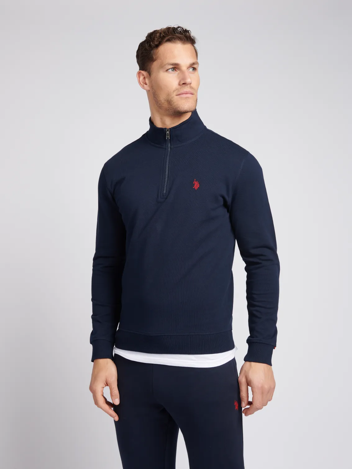 Mens Classic Fit 1/4 Zip Sweatshirt in Dark Sapphire Navy