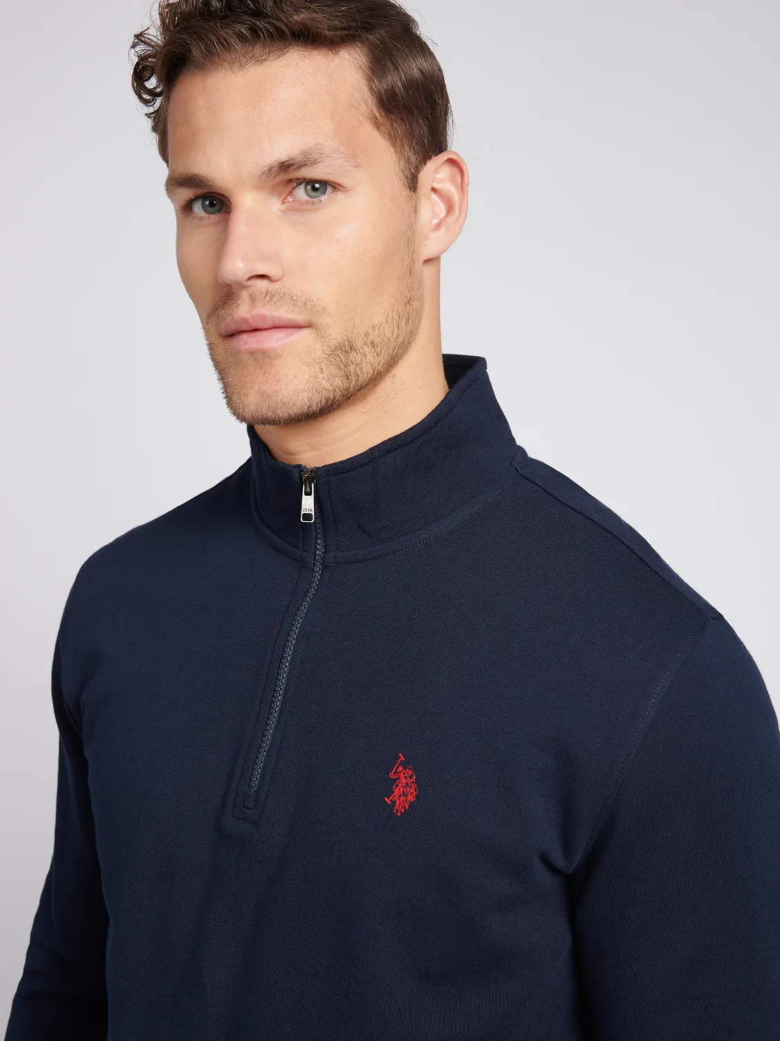 Mens Classic Fit 1/4 Zip Sweatshirt in Dark Sapphire Navy