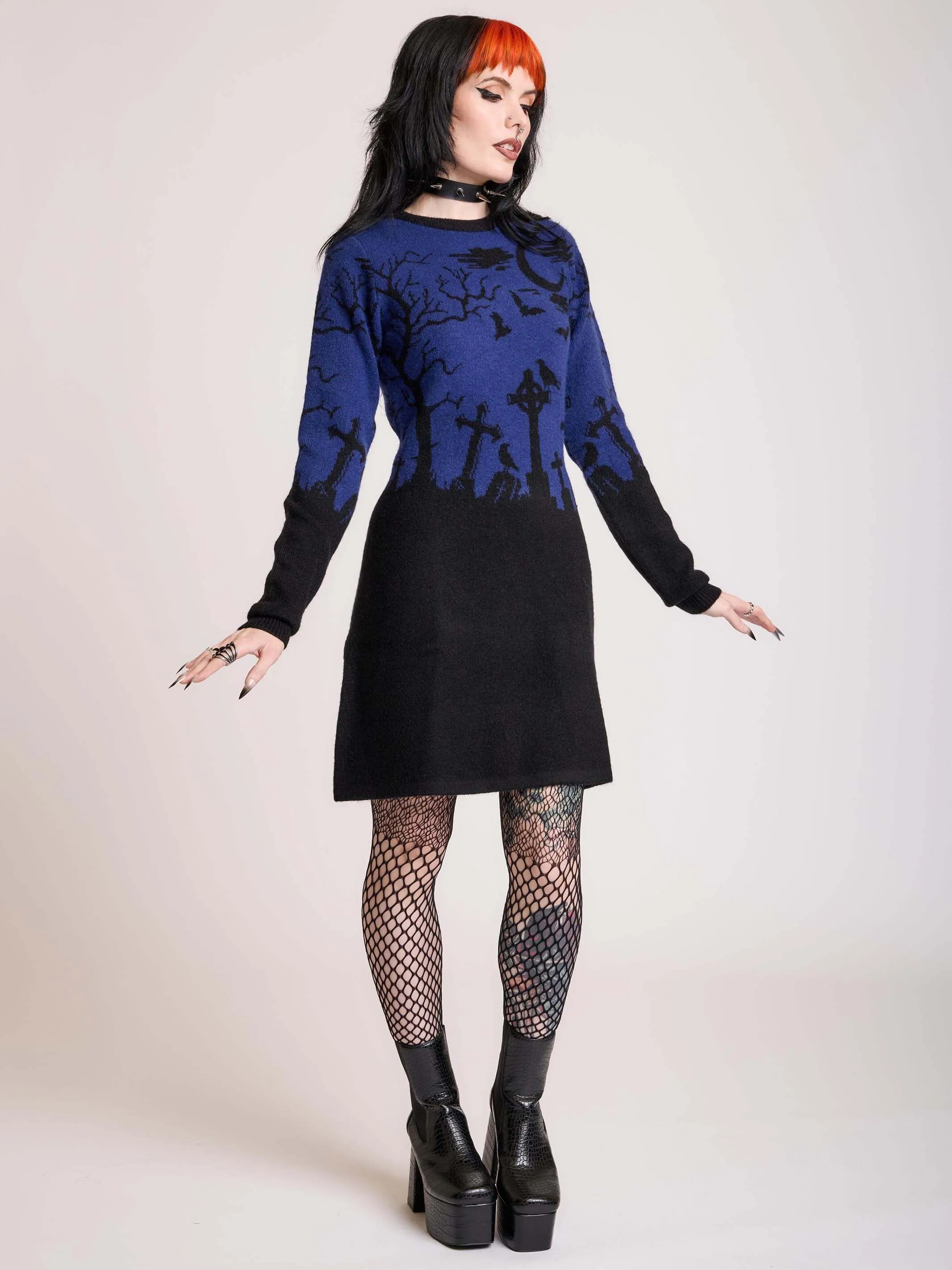 Midnight Cemetery Sweater Dress