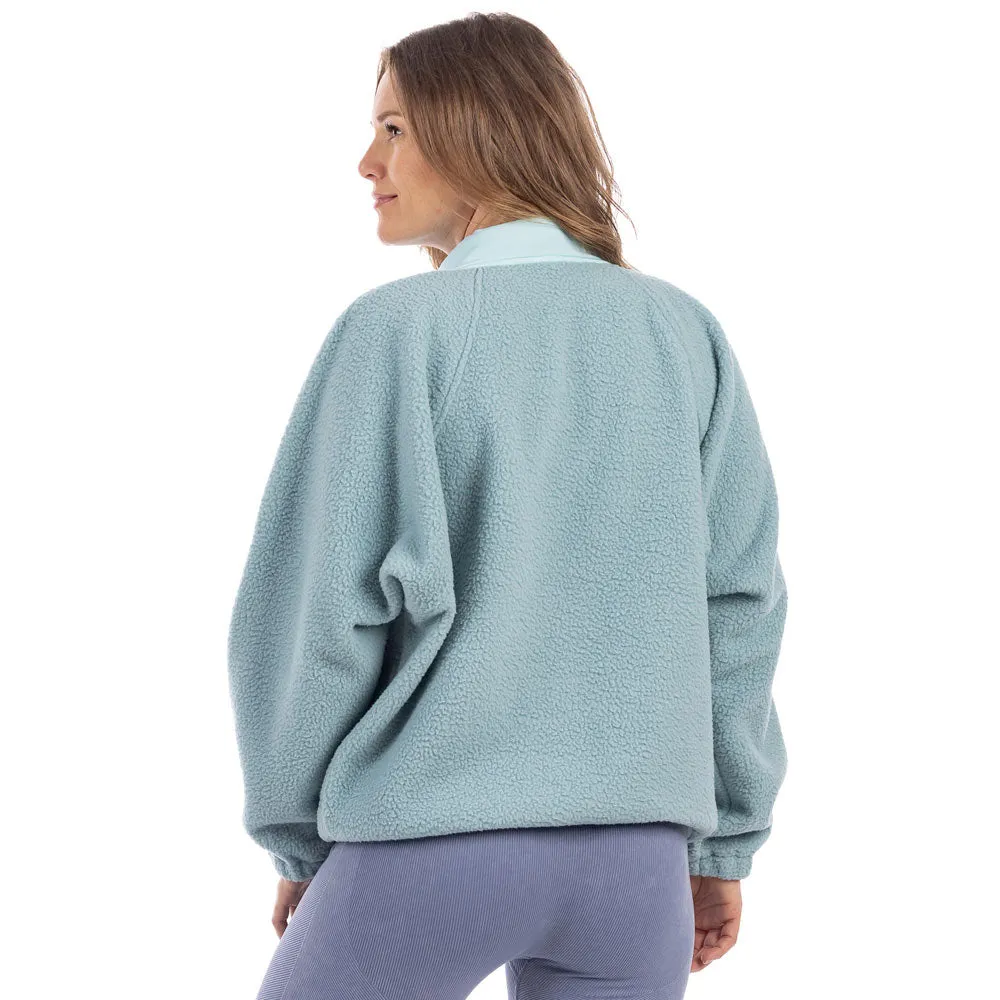 Mint Buttoned Wholesale Slouchy Fleece Jacket