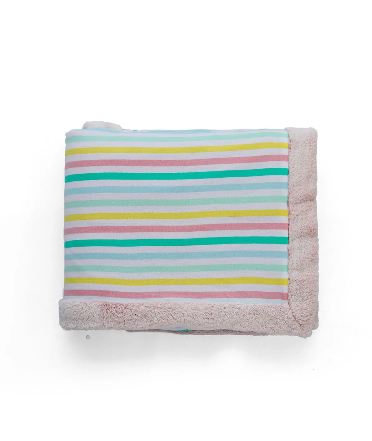 Multi Vibe with Multicolor Stripes Single Bed Cotton Knitted Blanket with Fur Back