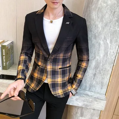 new style Premium color scheme for men slim fit business plaid Blazers/Male fashion Leisure suit coat plaid Jackets S-3XL