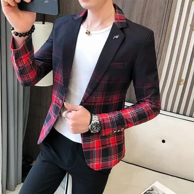 new style Premium color scheme for men slim fit business plaid Blazers/Male fashion Leisure suit coat plaid Jackets S-3XL