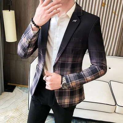 new style Premium color scheme for men slim fit business plaid Blazers/Male fashion Leisure suit coat plaid Jackets S-3XL