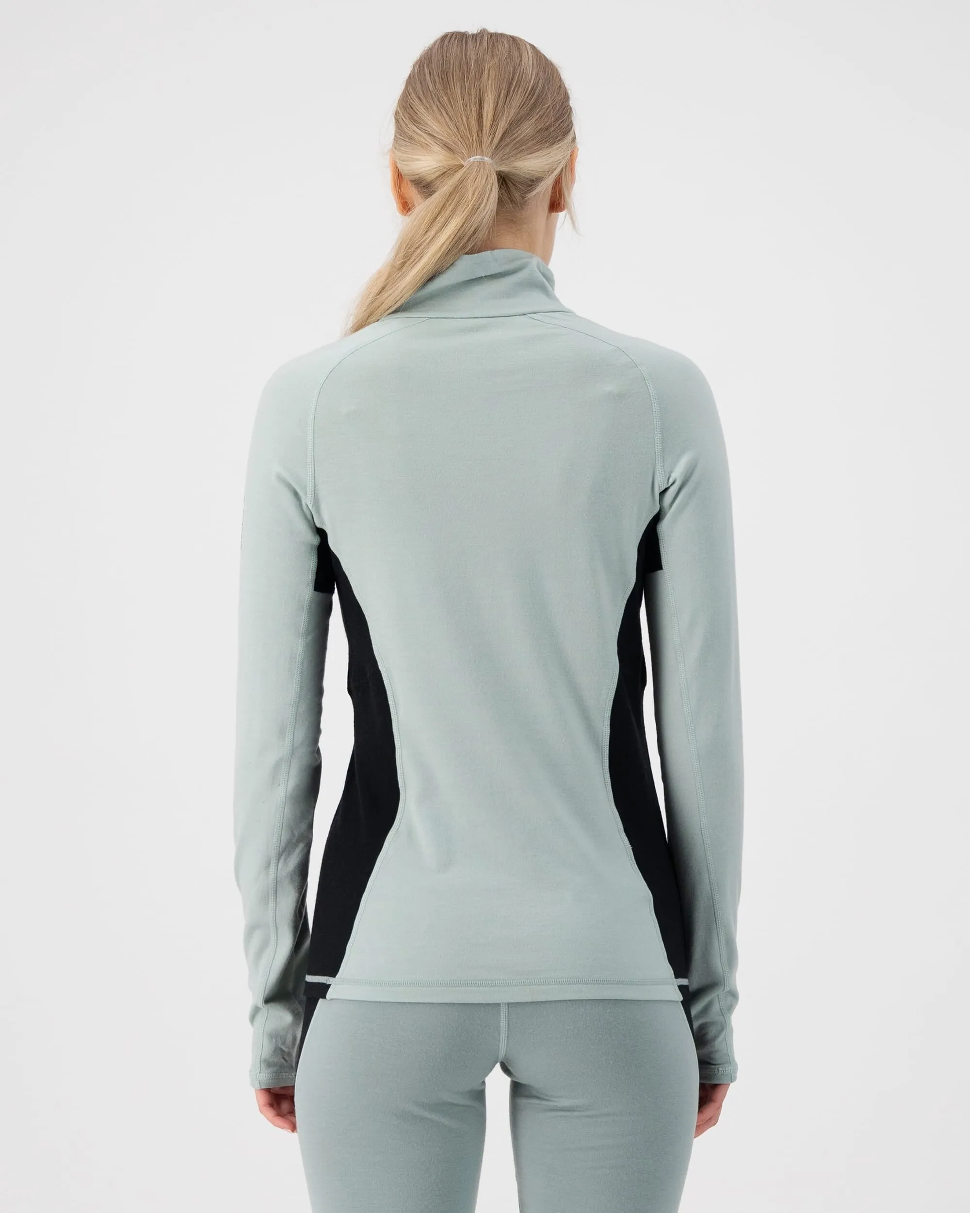 Olympus Merino Base Layer 1/2 Zip Long Sleeve - Glacier / Dew / Black