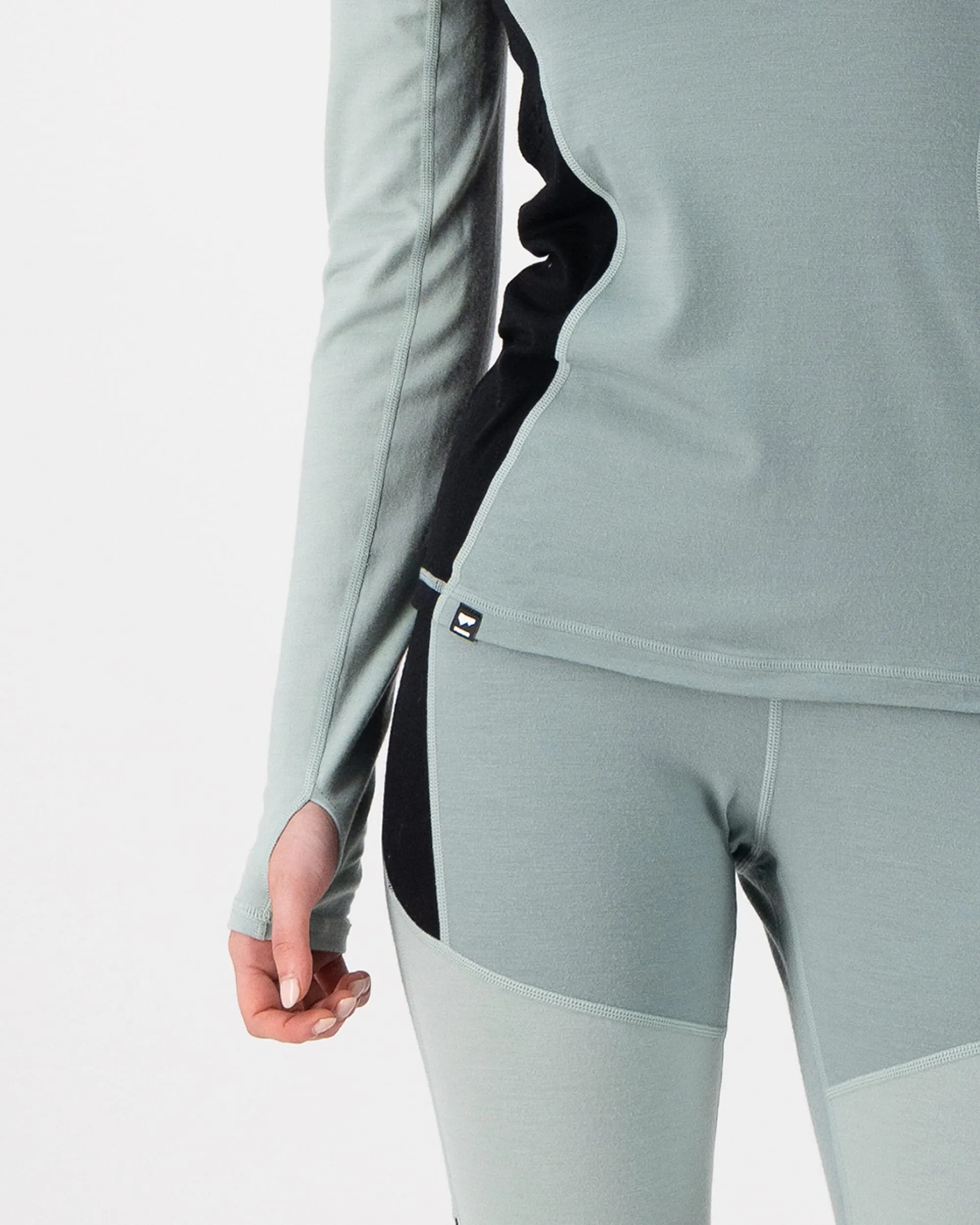 Olympus Merino Base Layer 1/2 Zip Long Sleeve - Glacier / Dew / Black