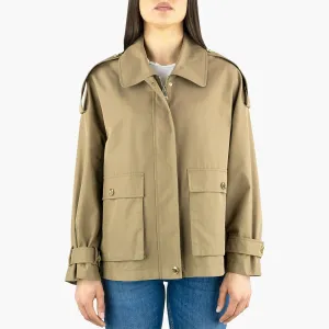 Parka Corto PINKO Polidora in Gabardina di Cotone Green