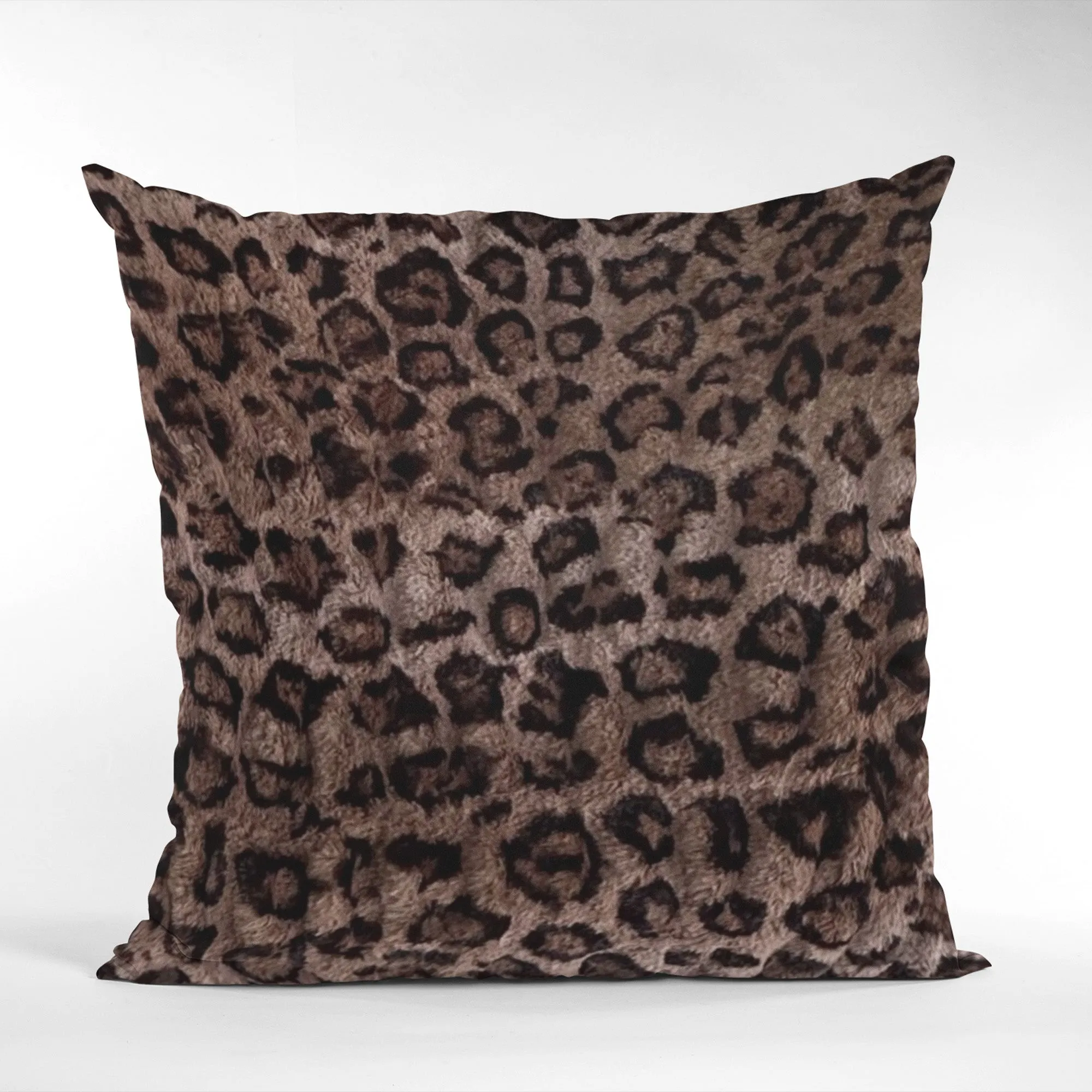 Plutus Brown Leopard Animal Faux Fur Luxury Throw Pillow