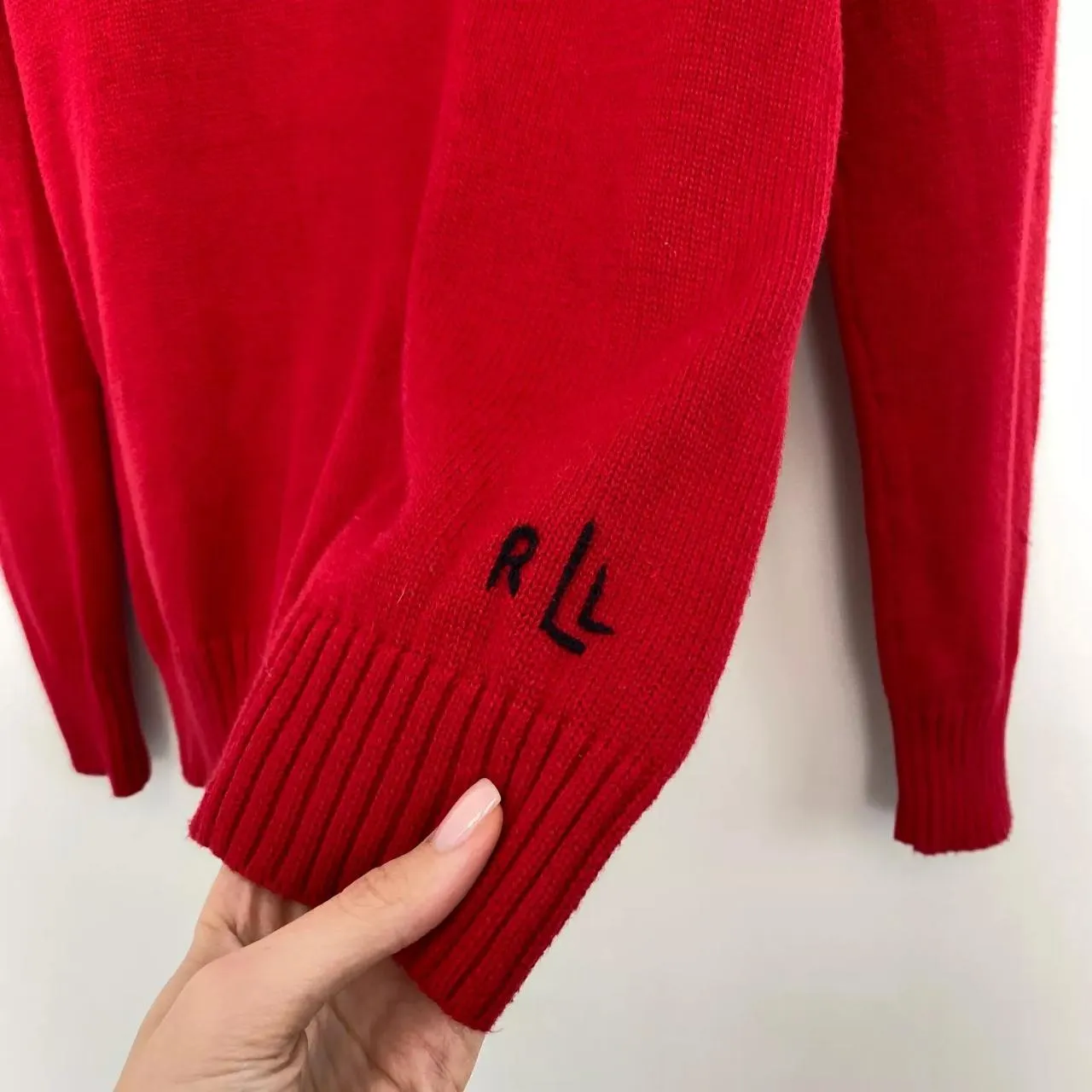 Preowned Ralph Lauren Womens Knit Flag Jumper Size M Red USA American Crewneck Sweater.[More lightweight].