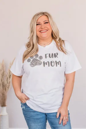 "Fur Mom" Graphic Tee- White & Leopard