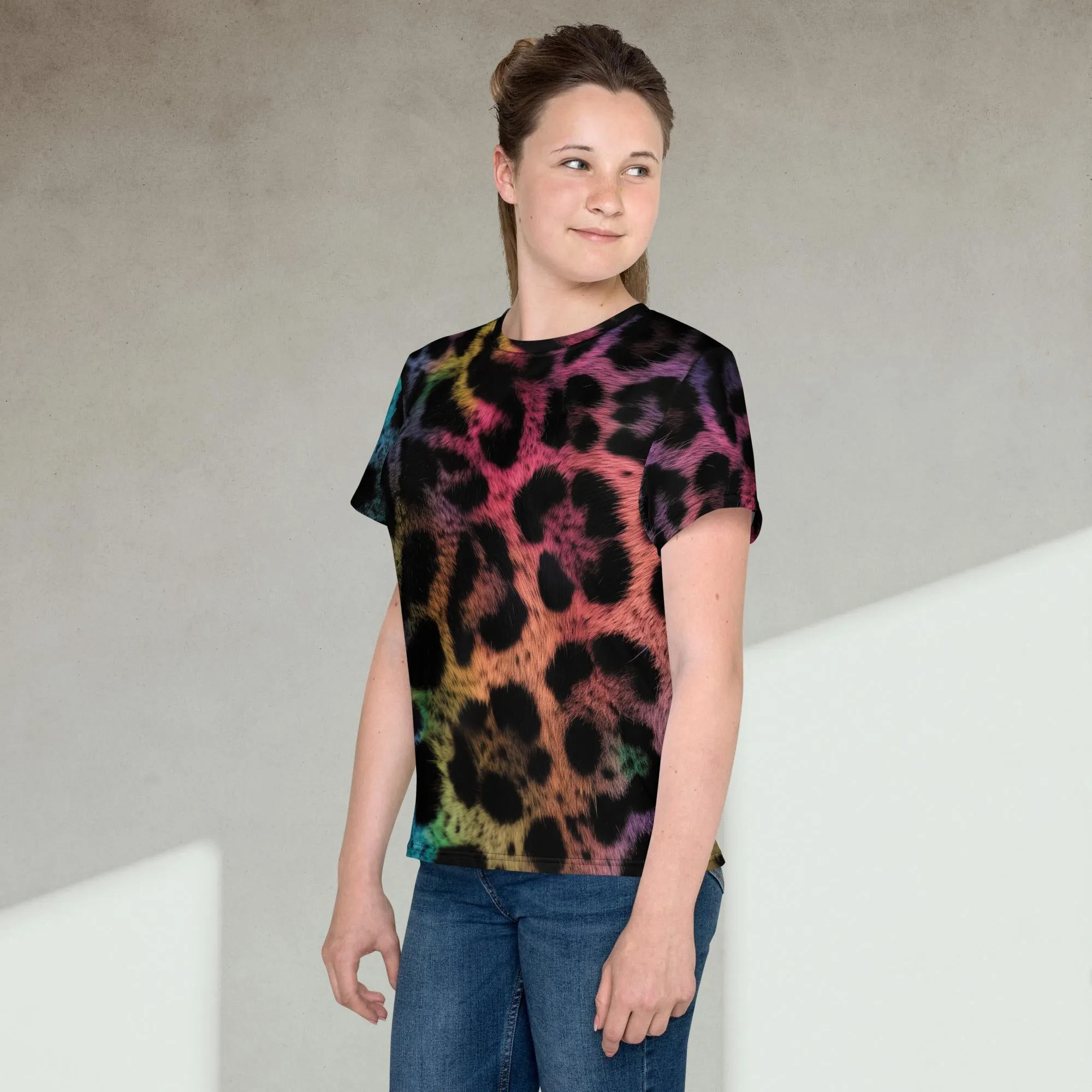 Rainbow Jaguar Youth crew neck t-shirt