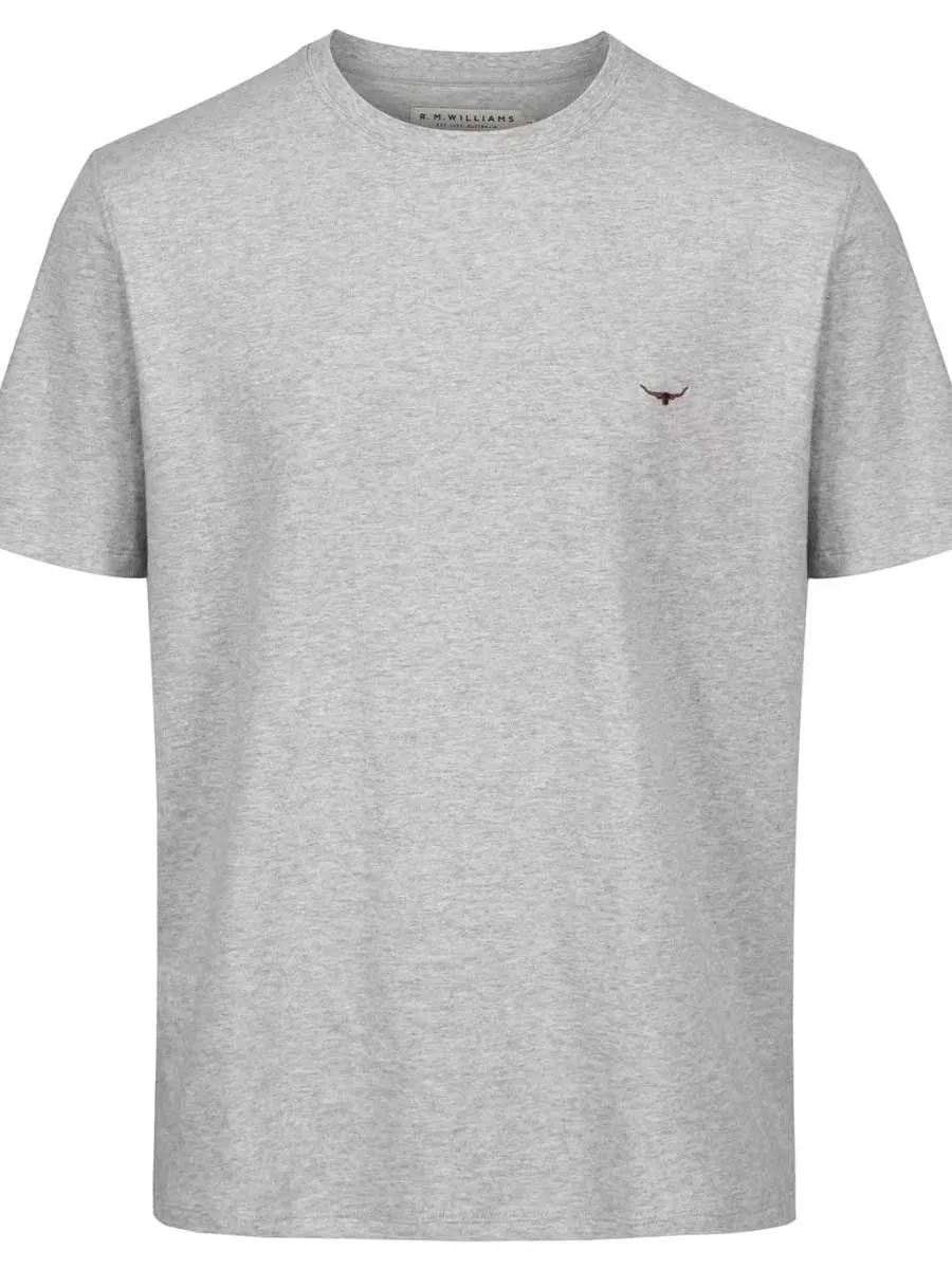 RM WILLIAMS Parson T-Shirt - Men's Crew Neck - Grey Marle