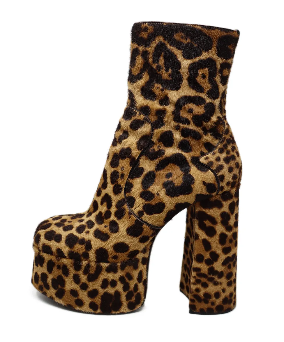 Saint Laurent Leopard Print Pony Fur Platforms sz 8.5