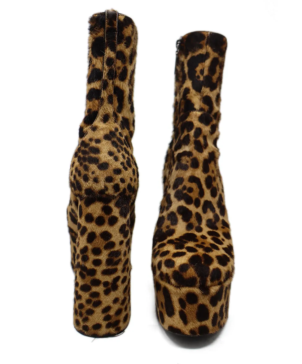 Saint Laurent Leopard Print Pony Fur Platforms sz 8.5