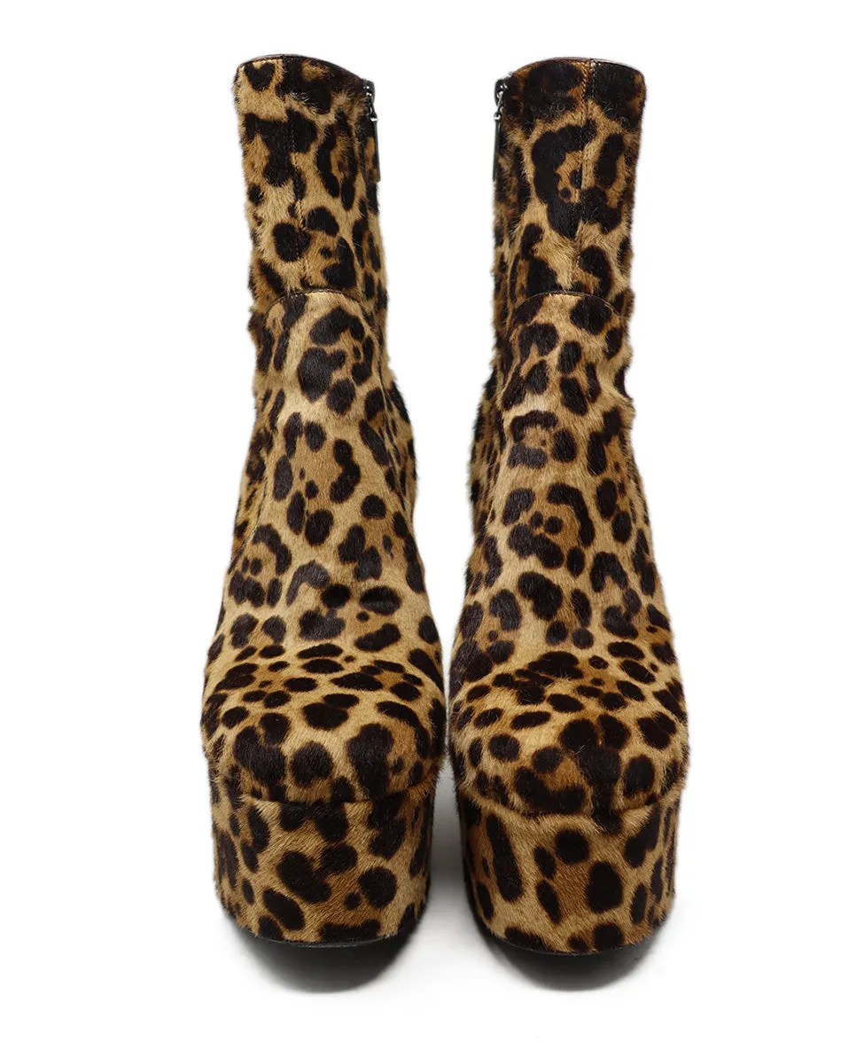 Saint Laurent Leopard Print Pony Fur Platforms sz 8.5