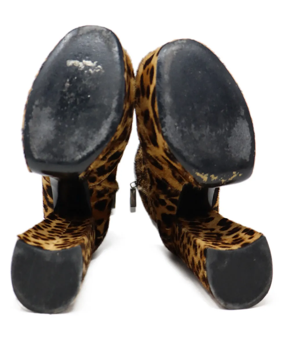 Saint Laurent Leopard Print Pony Fur Platforms sz 8.5