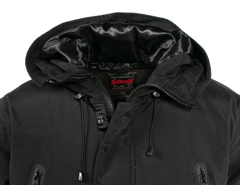 Schott N.Y.C CIVILIANS DOWN FILLED NYLON FLIGHT PARKA WITH DETACHABLE FURR Men’s - BLACK