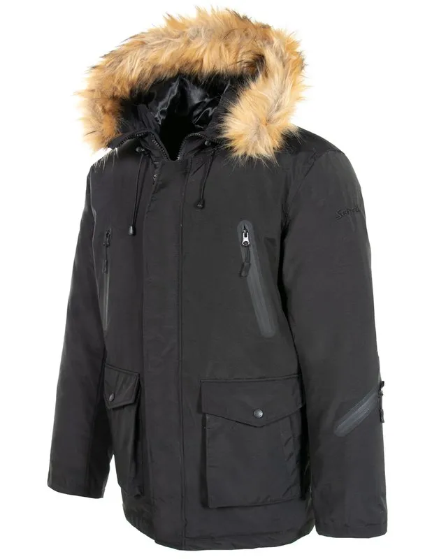 Schott N.Y.C CIVILIANS DOWN FILLED NYLON FLIGHT PARKA WITH DETACHABLE FURR Men’s - BLACK