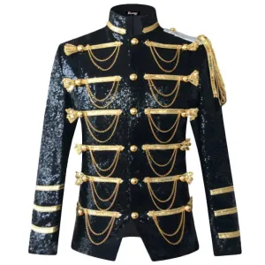 Sequin Embellished Black Gold Blazer