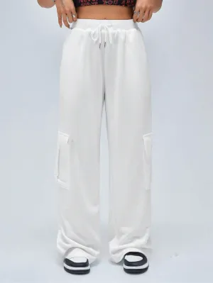 SGW - Pure White High-Waisted Cargo Sweatpants