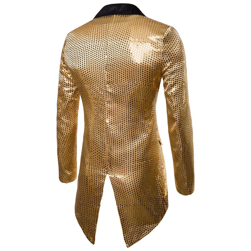 Shiny Sequin Tuxedo Stage Performer Style Men Blazer