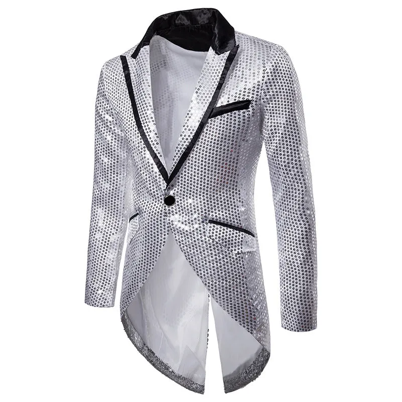 Shiny Sequin Tuxedo Stage Performer Style Men Blazer