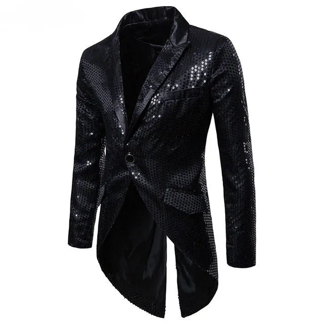 Shiny Sequin Tuxedo Stage Performer Style Men Blazer