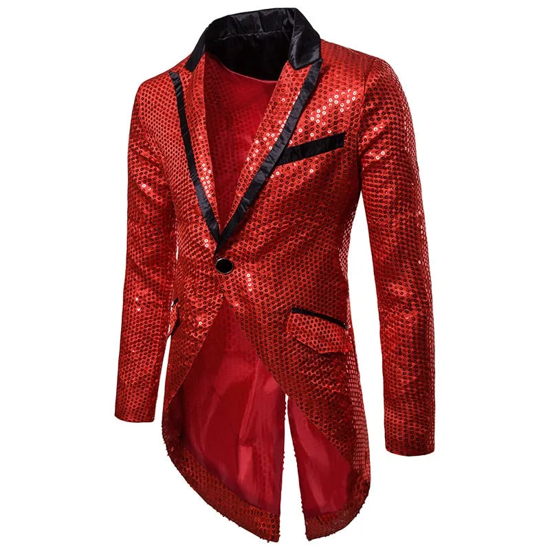 Shiny Sequin Tuxedo Stage Performer Style Men Blazer