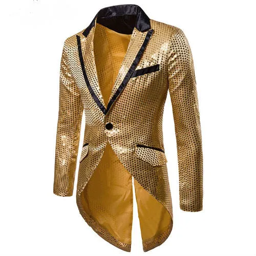 Shiny Sequin Tuxedo Stage Performer Style Men Blazer