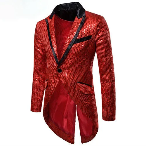 Shiny Sequin Tuxedo Stage Performer Style Men Blazer