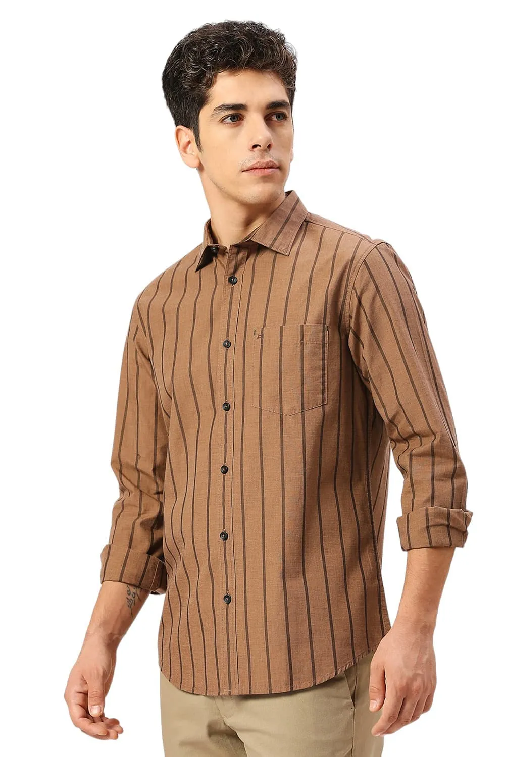 Slim Fit Cotton Fil-a-Fil Stripe Shirt