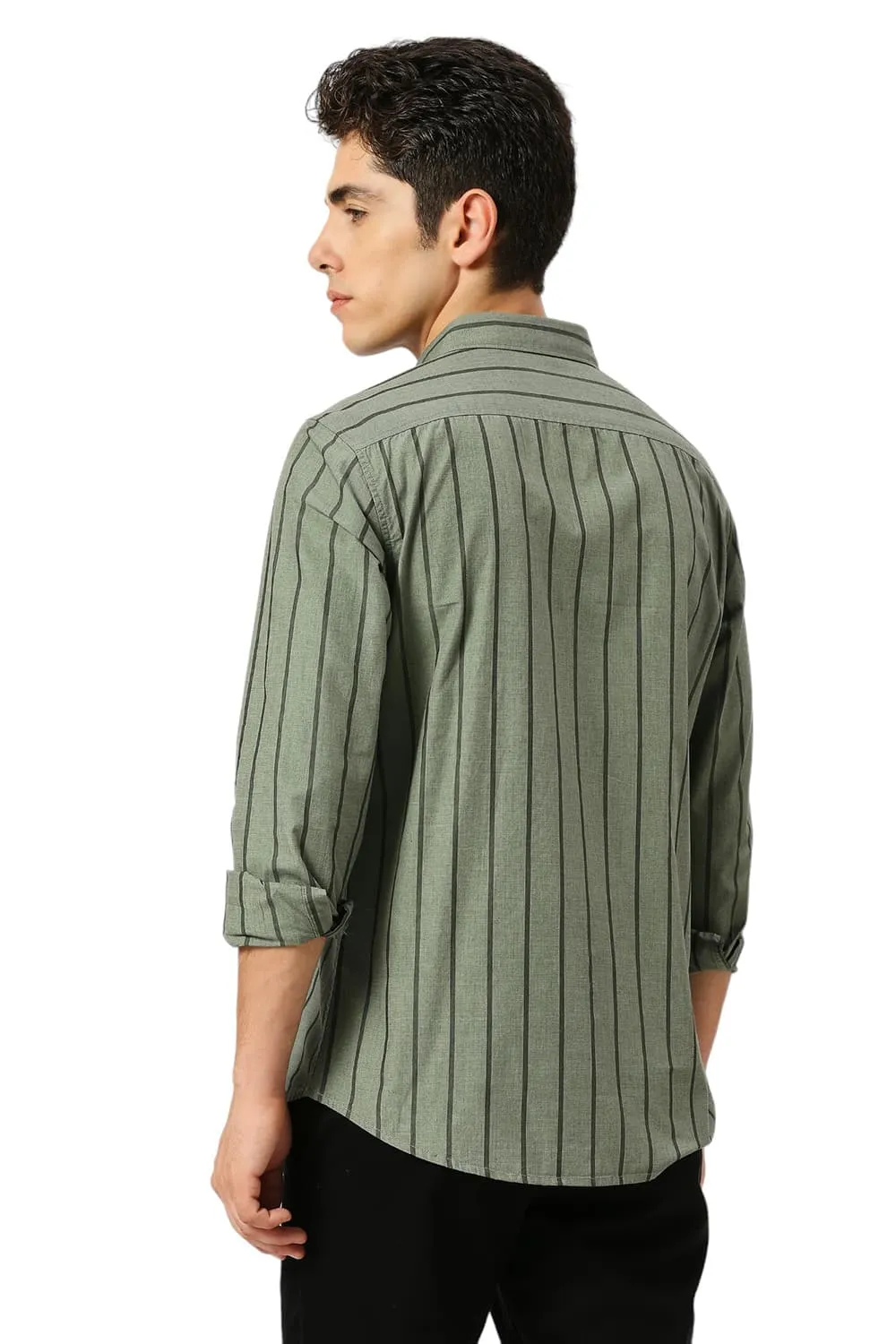 Slim Fit Cotton Fil-a-Fil Stripe Shirt