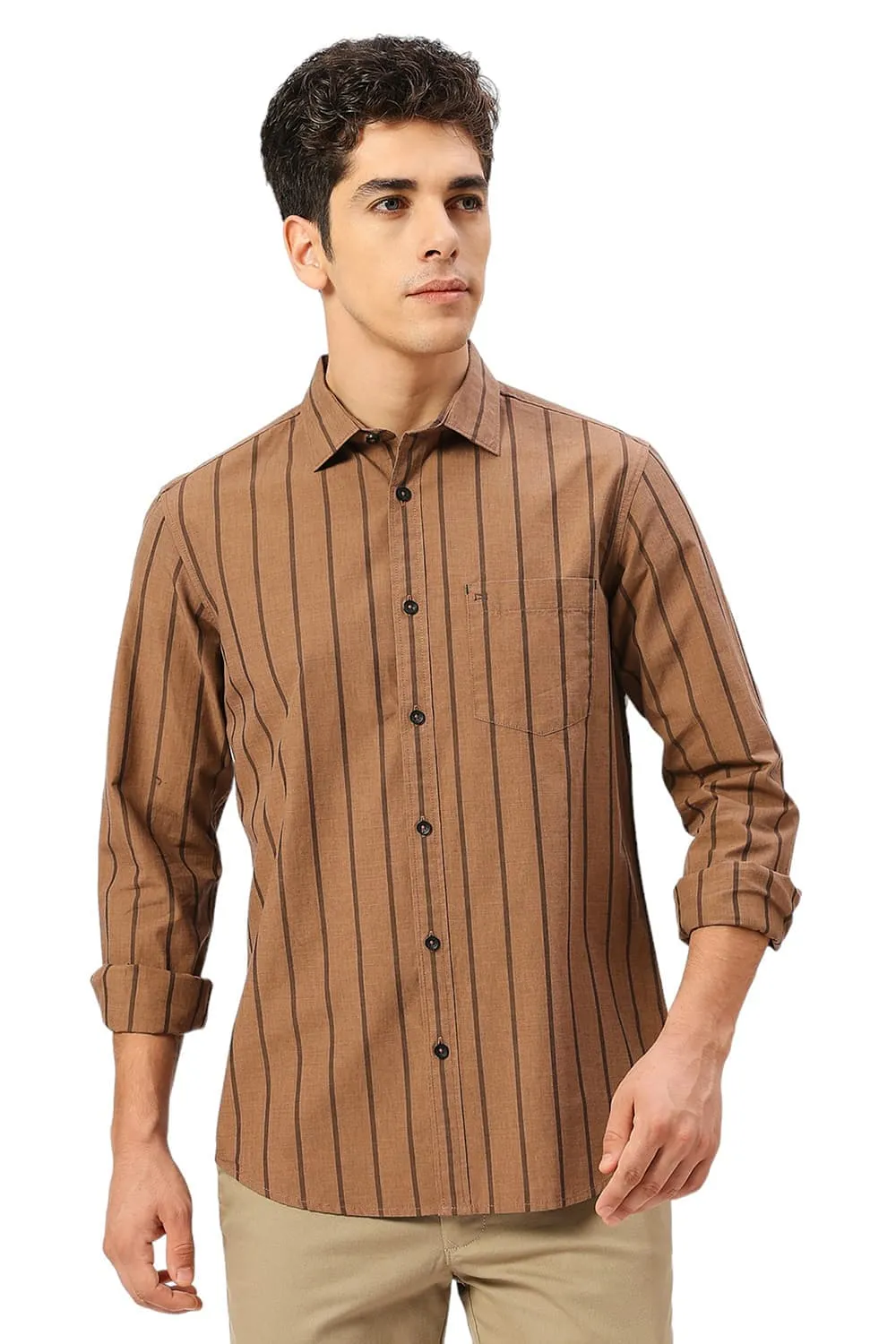 Slim Fit Cotton Fil-a-Fil Stripe Shirt